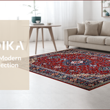 Ultra Soft Area Rug, Non Slip, Stain Resistant, Washable Area Rugs for Living Room, Bedroom, Rustic Distressed Geometric Motif(Red)