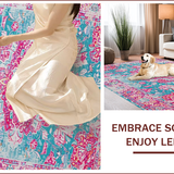 Ultra Soft Area Rug, Non Slip, Stain Resistant, Washable Area Rugs for Living Room, Bedroom, Distressed Tropical Abstract Elegance(Pink)