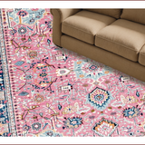 Ultra Soft Area Rug, Non Slip, Stain Resistant, Washable Area Rugs for Living Room, Bedroom, Trendy Floral Blush Blue Harmony(Pink)