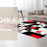 Ultra Soft Area Rug, Non Slip, Stain Resistant, Washable Area Rugs for Living Room, Bedroom, Quirky Colorful Geometric Layout(Red)