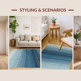 Ultra Soft Area Rug, Non Slip, Stain Resistant, Washable Area Rugs for Living Room, Bedroom, Soft Striped Area Rug: Contemporary Ombre Carpet(Blue)