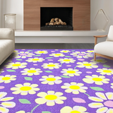 Ultra Soft Area Rug, Non Slip, Stain Resistant, Washable Area Rugs for Living Room, Bedroom, Artistic Groovy Floral Touch(Purple)