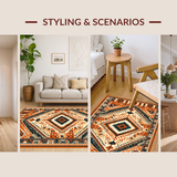 Ultra Soft Area Rug, Non Slip, Stain Resistant, Washable Area Rugs for Living Room, Bedroom, Elegant Organic Shape Motif(Orange)