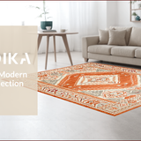 Ultra Soft Area Rug, Non Slip, Stain Resistant, Washable Area Rugs for Living Room, Bedroom, Classic Striped Rustic Charm(Orange)