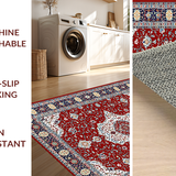 Ultra Soft Area Rug, Non Slip, Stain Resistant, Washable Area Rugs for Living Room, Bedroom, Chic Transitional Diamond Pattern(Red)