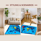 Ultra Soft Area Rug, Non Slip, Stain Resistant, Washable Area Rugs for Living Room, Bedroom, Engaging Abstract Learning Motif(Blue)