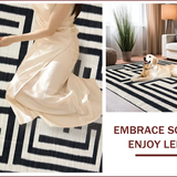 Ultra Soft Area Rug, Non Slip, Stain Resistant, Washable Area Rugs for Living Room, Bedroom, Contemporary Black and Ivory Fusion(Black)