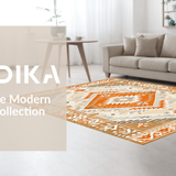 Ultra Soft Area Rug, Non Slip, Stain Resistant, Washable Area Rugs for Living Room, Bedroom, Artful Distressed Linear Patterns(Orange)