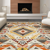 Ultra Soft Area Rug, Non Slip, Stain Resistant, Washable Area Rugs for Living Room, Bedroom, Contemporary Tiled Pattern Aesthetic(Beige)
