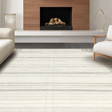Ultra Soft Area Rug, Non Slip, Stain Resistant, Washable Area Rugs for Living Room, Bedroom, Classic Neutral Striped Elegance(Beige)