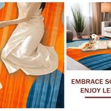 Ultra Soft Area Rug, Non Slip, Stain Resistant, Washable Area Rugs for Living Room, Bedroom, Vivid Colorful Organic Shapes(Orange)