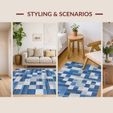 Ultra Soft Area Rug, Non Slip, Stain Resistant, Washable Area Rugs for Living Room, Bedroom, Elegant Abstract Geometric Design(Blue)