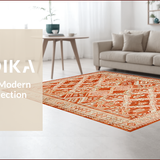 Ultra Soft Area Rug, Non Slip, Stain Resistant, Washable Area Rugs for Living Room, Bedroom, Elegant Striped Rustic Harmony(Orange)