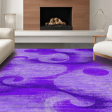 Ultra Soft Area Rug, Non Slip, Stain Resistant, Washable Area Rugs for Living Room, Bedroom, Charming Colorful Ripple Effect(Purple)