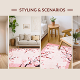 Ultra Soft Area Rug, Non Slip, Stain Resistant, Washable Area Rugs for Living Room, Bedroom, Graceful Pink Floral Arrangement(Pink)