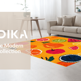 Ultra Soft Area Rug, Non Slip, Stain Resistant, Washable Area Rugs for Living Room, Bedroom, Dynamic Summer Fruit Vibe(Orange)