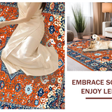 Ultra Soft Area Rug, Non Slip, Stain Resistant, Washable Area Rugs for Living Room, Bedroom, Lively Multicolor Medallion Charm(Orange)