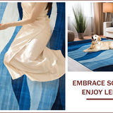 Ultra Soft Area Rug, Non Slip, Stain Resistant, Washable Area Rugs for Living Room, Bedroom, Contemporary Abstract Curved Design(Blue)
