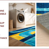 Ultra Soft Area Rug, Non Slip, Stain Resistant, Washable Area Rugs for Living Room, Bedroom, Modern Abstract Vibrant Living Room Wool Rug(Blue)