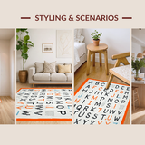 Ultra Soft Area Rug, Non Slip, Stain Resistant, Washable Area Rugs for Living Room, Bedroom, Soft Earthy Toned Alphabet Design(Orange)