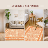 Ultra Soft Area Rug, Non Slip, Stain Resistant, Washable Area Rugs for Living Room, Bedroom, Unique Contemporary Tiled Composition(Orange)
