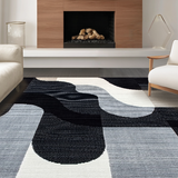 Ultra Soft Area Rug, Non Slip, Stain Resistant, Washable Area Rugs for Living Room, Bedroom, Elegant Minimalist Geometric Print(Black)