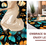 Ultra Soft Area Rug, Non Slip, Stain Resistant, Washable Area Rugs for Living Room, Bedroom, Vivid Butterfly Botanical Motif(Orange)