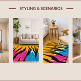 Ultra Soft Area Rug, Non Slip, Stain Resistant, Washable Area Rugs for Living Room, Bedroom, Animal Print Dorm Room Polyester Area Mat(Yellow)