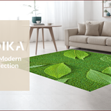 Ultra Soft Area Rug, Non Slip, Stain Resistant, Washable Area Rugs for Living Room, Bedroom, Soft Green Insect Motif Dining Room Rug(Beige)