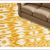 Ultra Soft Area Rug, Non Slip, Stain Resistant, Washable Area Rugs for Living Room, Bedroom, Rustic Aztec Design with Warm Hues(Yellow)