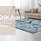 Ultra Soft Area Rug, Non Slip, Stain Resistant, Washable Area Rugs for Living Room, Bedroom, Stylish Gray Nautical Fusion(Blue)