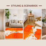 Ultra Soft Area Rug, Non Slip, Stain Resistant, Washable Area Rugs for Living Room, Bedroom, Bold Teal and Orange Geometric Fusion(Orange)