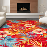 Ultra Soft Area Rug, Non Slip, Stain Resistant, Washable Area Rugs for Living Room, Bedroom, Eclectic Floral Palette Design(Red)