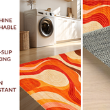 Ultra Soft Area Rug, Non Slip, Stain Resistant, Washable Area Rugs for Living Room, Bedroom, Retro Abstract Wavy Composition(Orange)