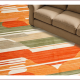 Ultra Soft Area Rug, Non Slip, Stain Resistant, Washable Area Rugs for Living Room, Bedroom, Elegant Earthy Geometric Fusion(Orange)
