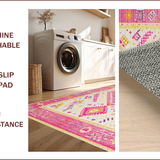 Ultra Soft Area Rug, Non Slip, Stain Resistant, Washable Area Rugs for Living Room, Bedroom, Elegant Earthy Geometric Details(Pink)