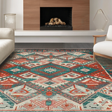 Distinctive Teal and Rust Motif(Red)