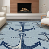 Ultra Soft Area Rug, Non Slip, Stain Resistant, Washable Area Rugs for Living Room, Bedroom, Stylish Gray Nautical Fusion(Blue)
