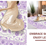 Ultra Soft Area Rug, Non Slip, Stain Resistant, Washable Area Rugs for Living Room, Bedroom, Lavender Ethereal Waves Style(White)