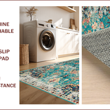 Ultra Soft Area Rug, Non Slip, Stain Resistant, Washable Area Rugs for Living Room, Bedroom, Boho Chic Dark Green Living Room Rug(Blue)