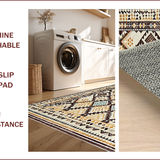 Ultra Soft Area Rug, Non Slip, Stain Resistant, Washable Area Rugs for Living Room, Bedroom, Rustic Textured Diamond Motif(Beige)
