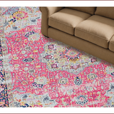 Ultra Soft Area Rug, Non Slip, Stain Resistant, Washable Area Rugs for Living Room, Bedroom, Charming Vintage Floral Motif(Pink)