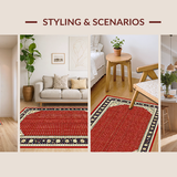 Ultra Soft Area Rug, Non Slip, Stain Resistant, Washable Area Rugs for Living Room, Bedroom, Luxurious Classic Trellis Design(Red)