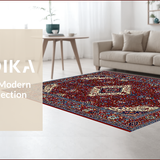 Ultra Soft Area Rug, Non Slip, Stain Resistant, Washable Area Rugs for Living Room, Bedroom, Vintage Floral Elegance(Red)