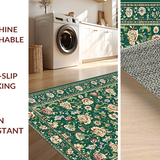 Ultra Soft Area Rug, Non Slip, Stain Resistant, Washable Area Rugs for Living Room, Bedroom, Artful Vintage Inspired Textures(Green)