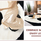 Ultra Soft Area Rug, Non Slip, Stain Resistant, Washable Area Rugs for Living Room, Bedroom, Modern Circular Living Room Washable Accent Rug(Black)