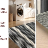Ultra Soft Area Rug, Non Slip, Stain Resistant, Washable Area Rugs for Living Room, Bedroom, Sleek Black and Bone Stripes(Black)