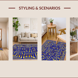 Ultra Soft Area Rug, Non Slip, Stain Resistant, Washable Area Rugs for Living Room, Bedroom, Classic Pattern Office Study Area Rug 5x7ft(Gold)