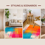 Ultra Soft Area Rug, Non Slip, Stain Resistant, Washable Area Rugs for Living Room, Bedroom, Contemporary Artistic Swirl Motif(Orange)