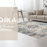 Ultra Soft Area Rug, Non Slip, Stain Resistant, Washable Area Rugs for Living Room, Bedroom, Cozy Retro Ogee Composition(White)